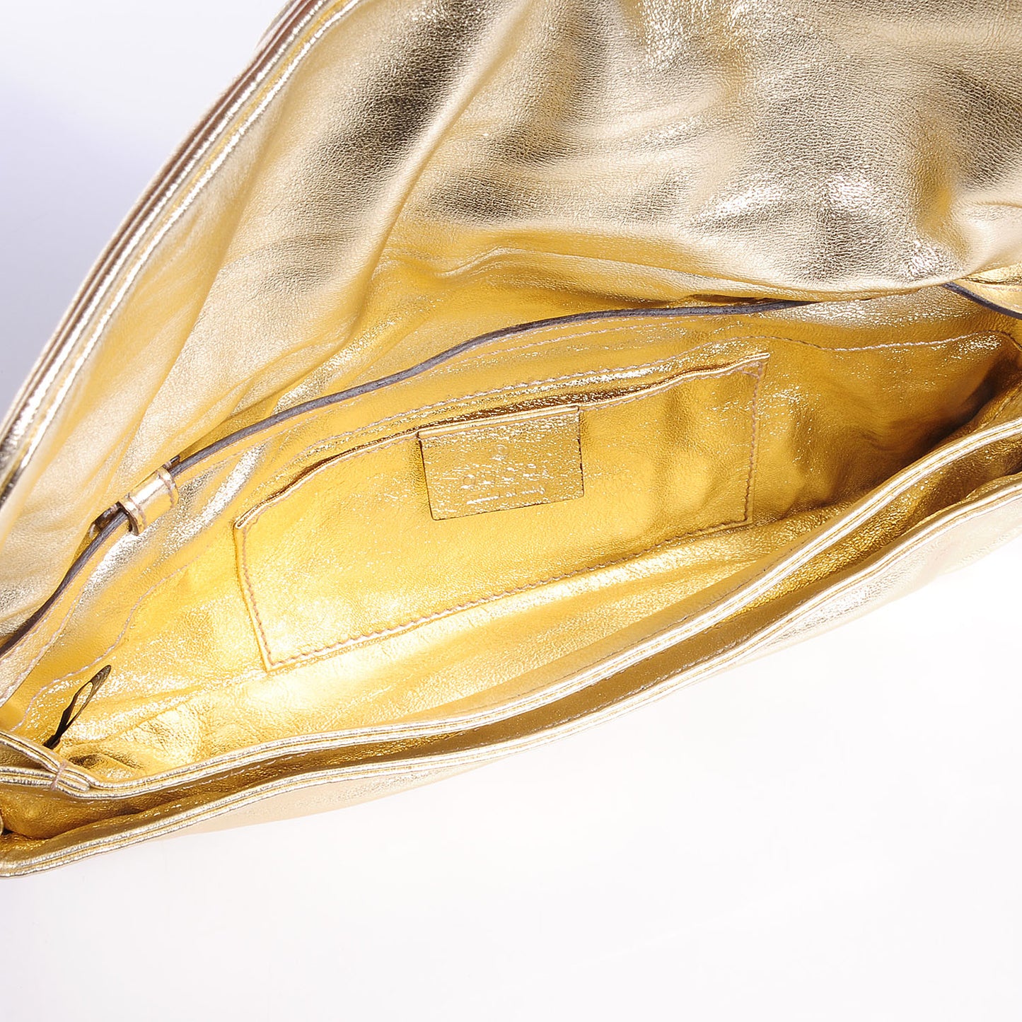 Leather Papillon Crest Evening Bag Metallic Gold