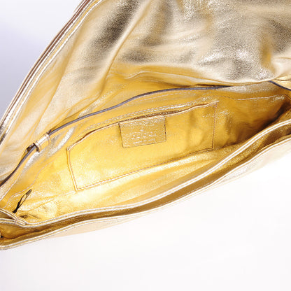 Gucci Leather Papillon Crest Evening Bag Metallic Gold 5 of 8