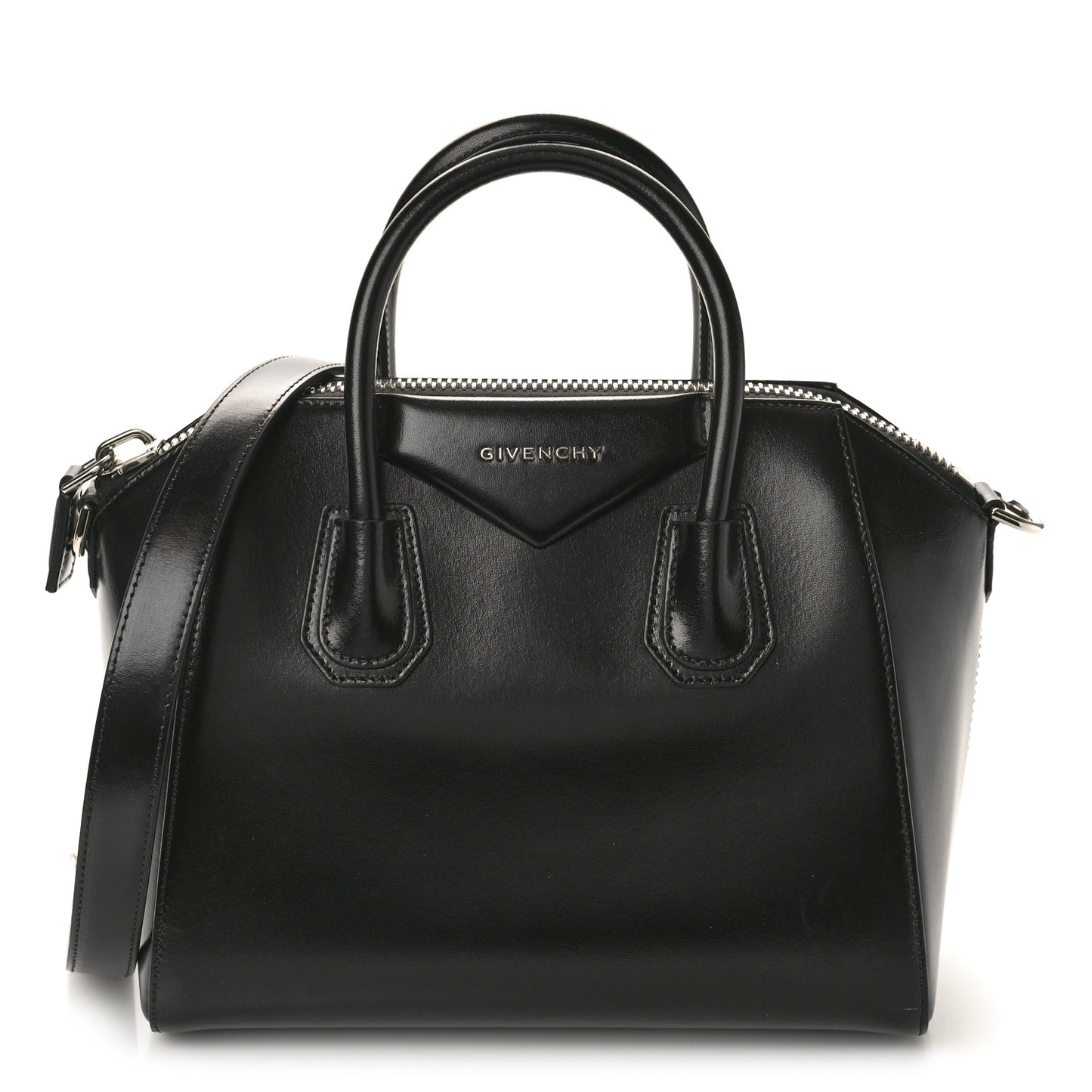 Shiny Lord Calfskin Small Antigona Black