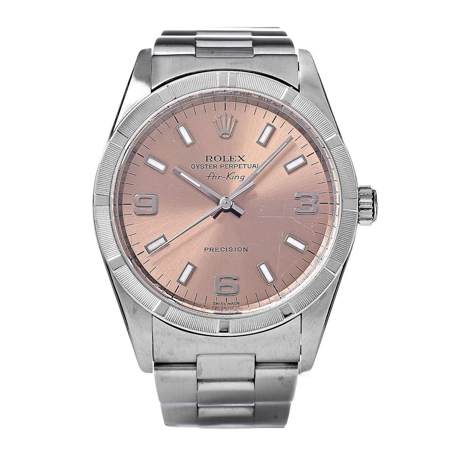 Stainless Steel 34mm Oyster Perpetual Air-King Precision Watch Pink 14010M