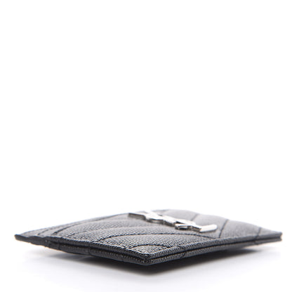 Saint Laurent Grain De Poudre Matelasse Chevron Monogram Credit Card Case Black 4 of 6