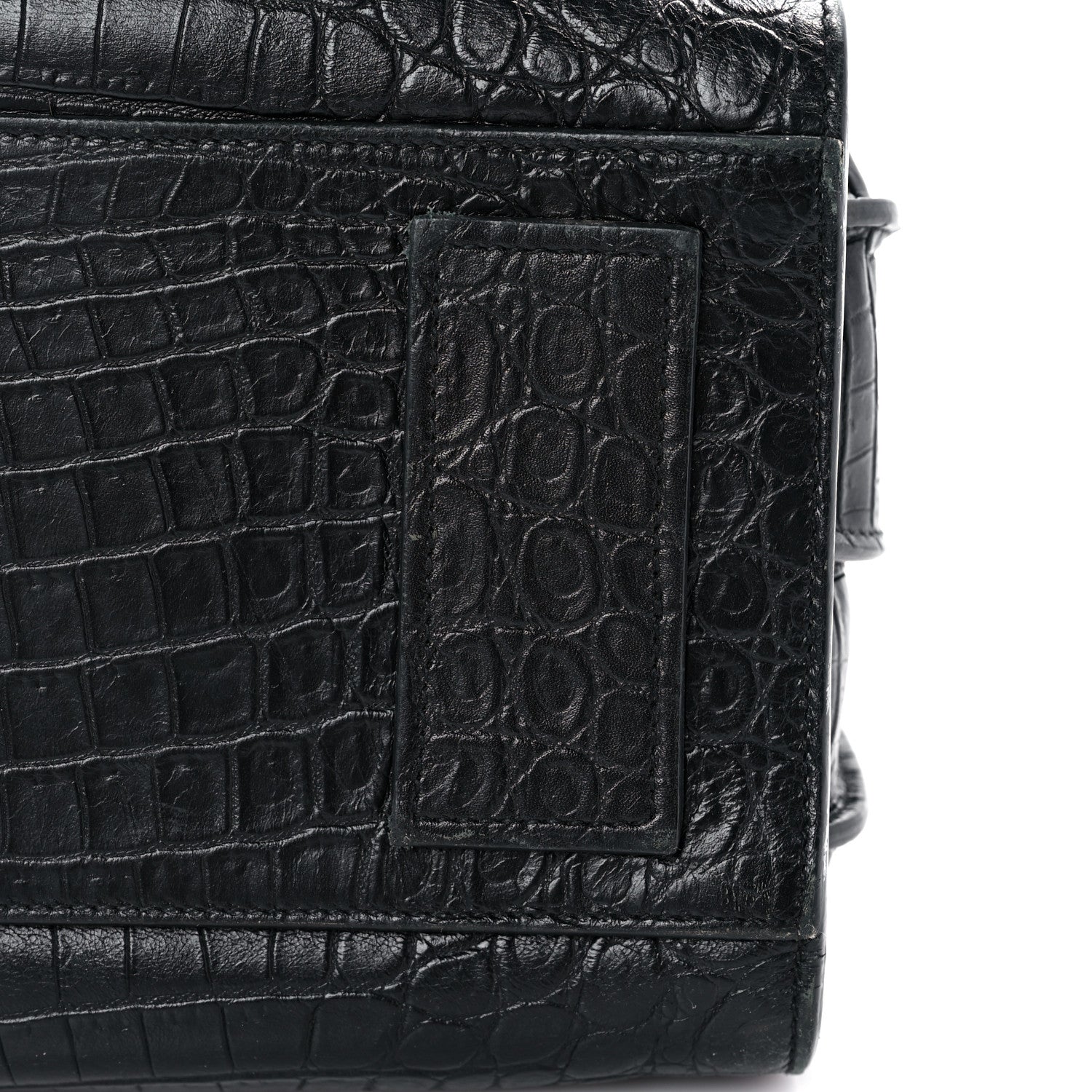 Saint Laurent Calfskin Crocodile Embossed Small Supple Sac de Jour Black 13 of 19