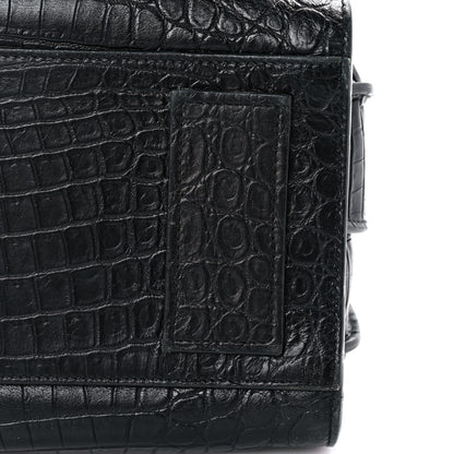 Saint Laurent Calfskin Crocodile Embossed Small Supple Sac de Jour Black 13 of 19