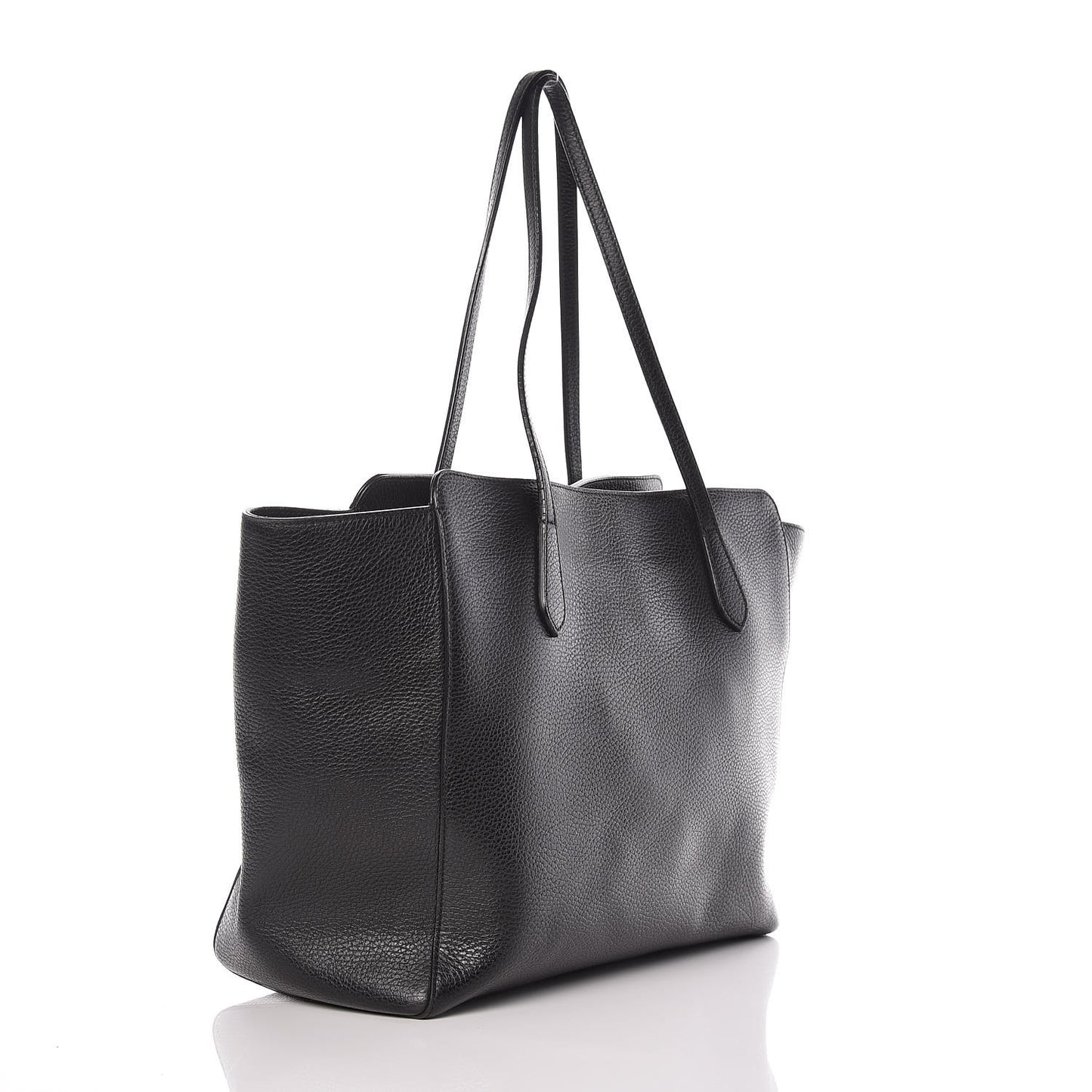 Pebbled Calfskin Medium Swing Tote Black