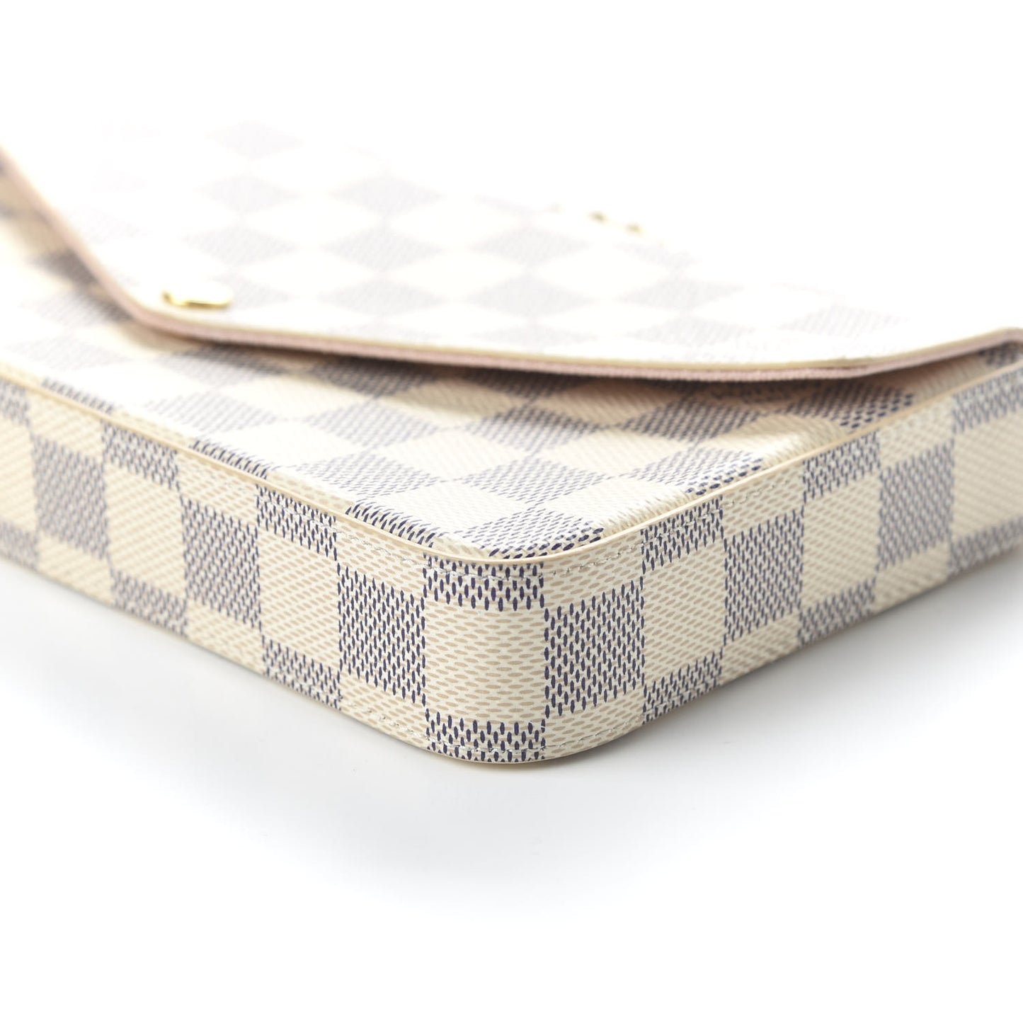 Damier Azur Pochette Felicie Chain Wallet Rose Ballerine