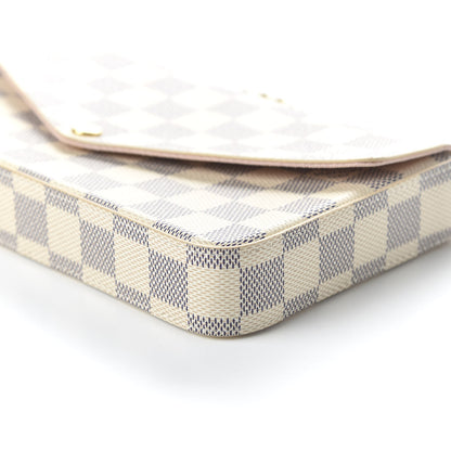 Louis Vuitton Damier Azur Pochette Felicie Chain Wallet Rose Ballerine 7 of 10