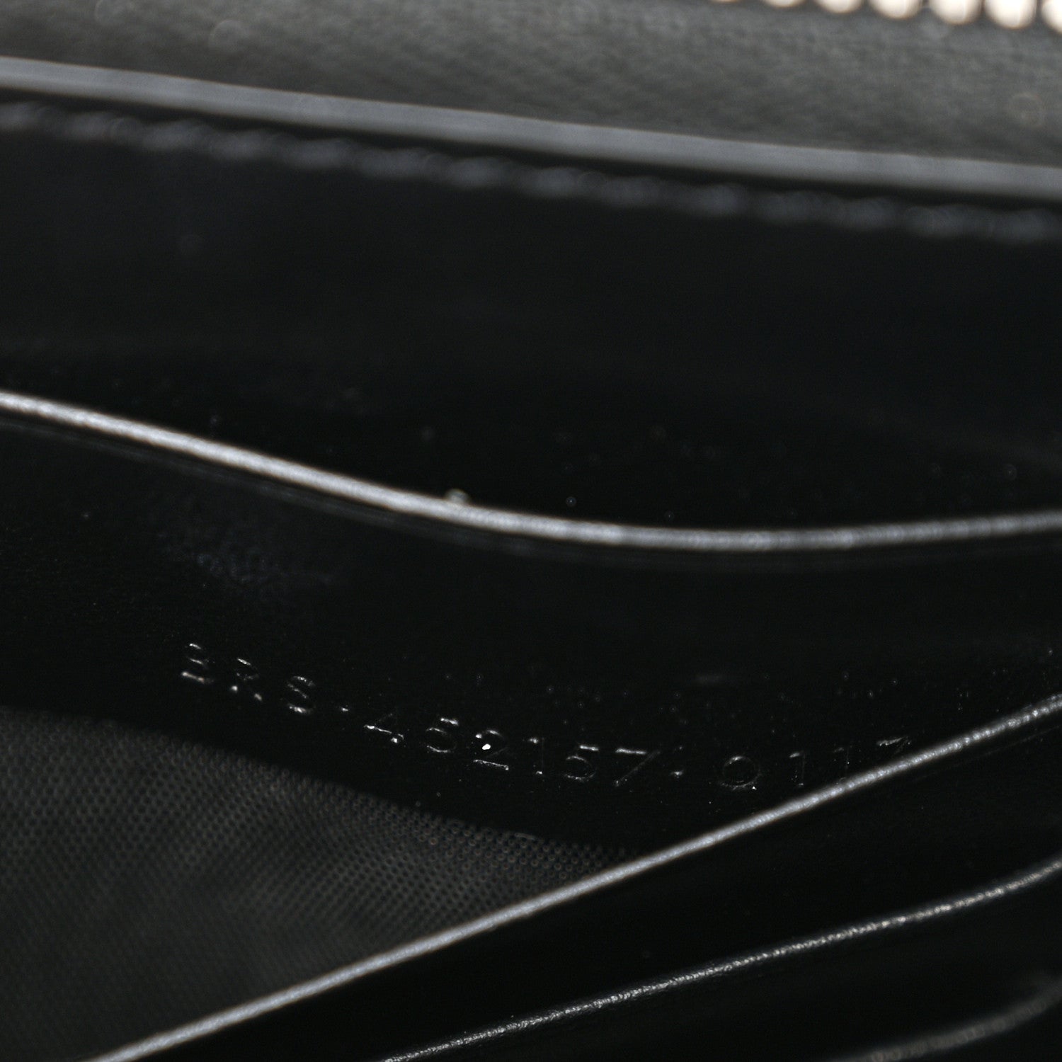 Saint Laurent Calfskin Crocodile Embossed Monogram Sunset Chain Wallet Black 8 of 11