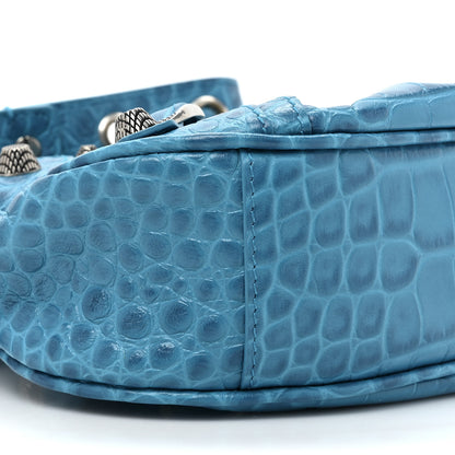 Balenciaga Extra Supple Calfskin Crocodile Embossed Le Cagole Shoulder Bag XS Turquoise 9 of 9