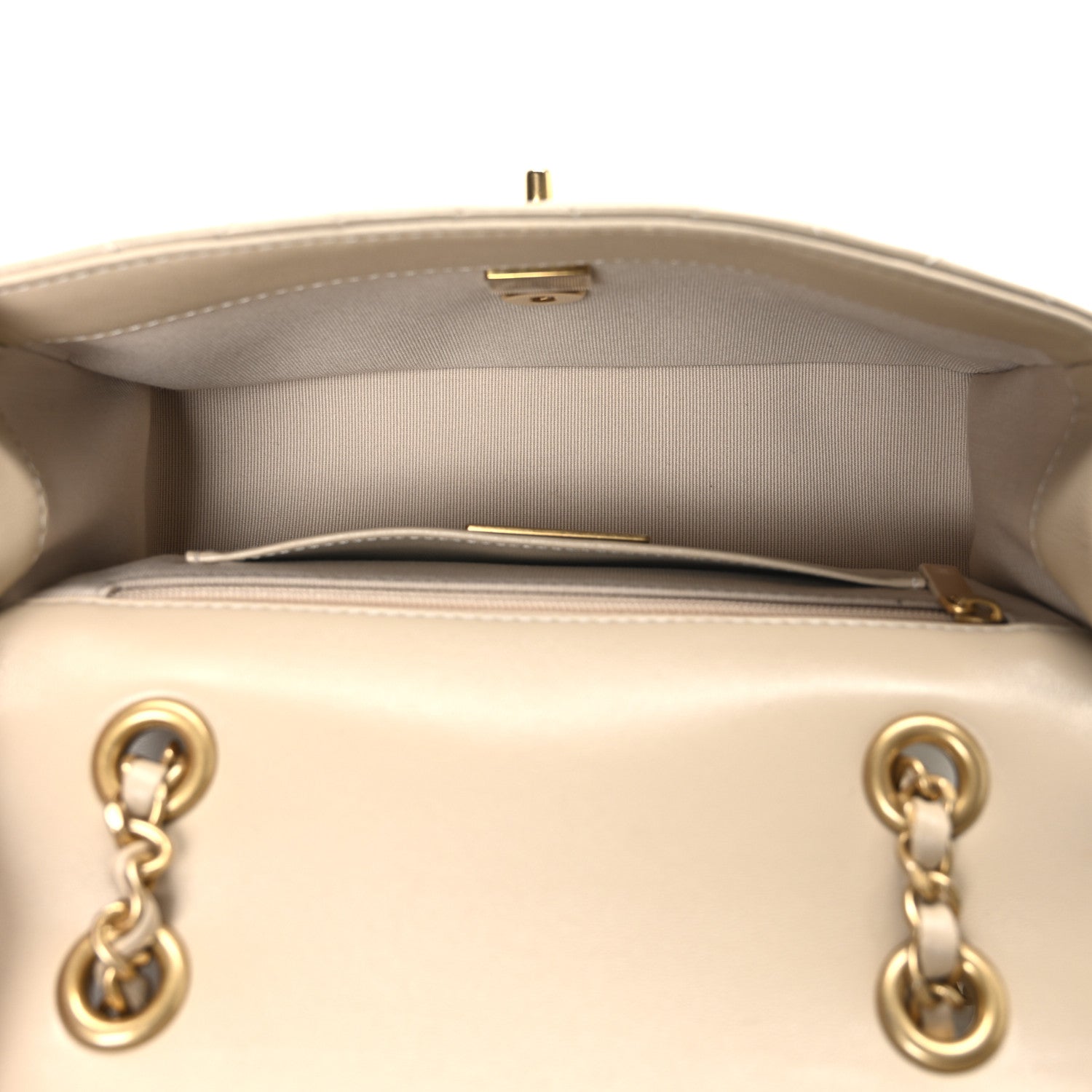 Chanel Shiny Lambskin Quilted Mini Flap Beige 5 of 10