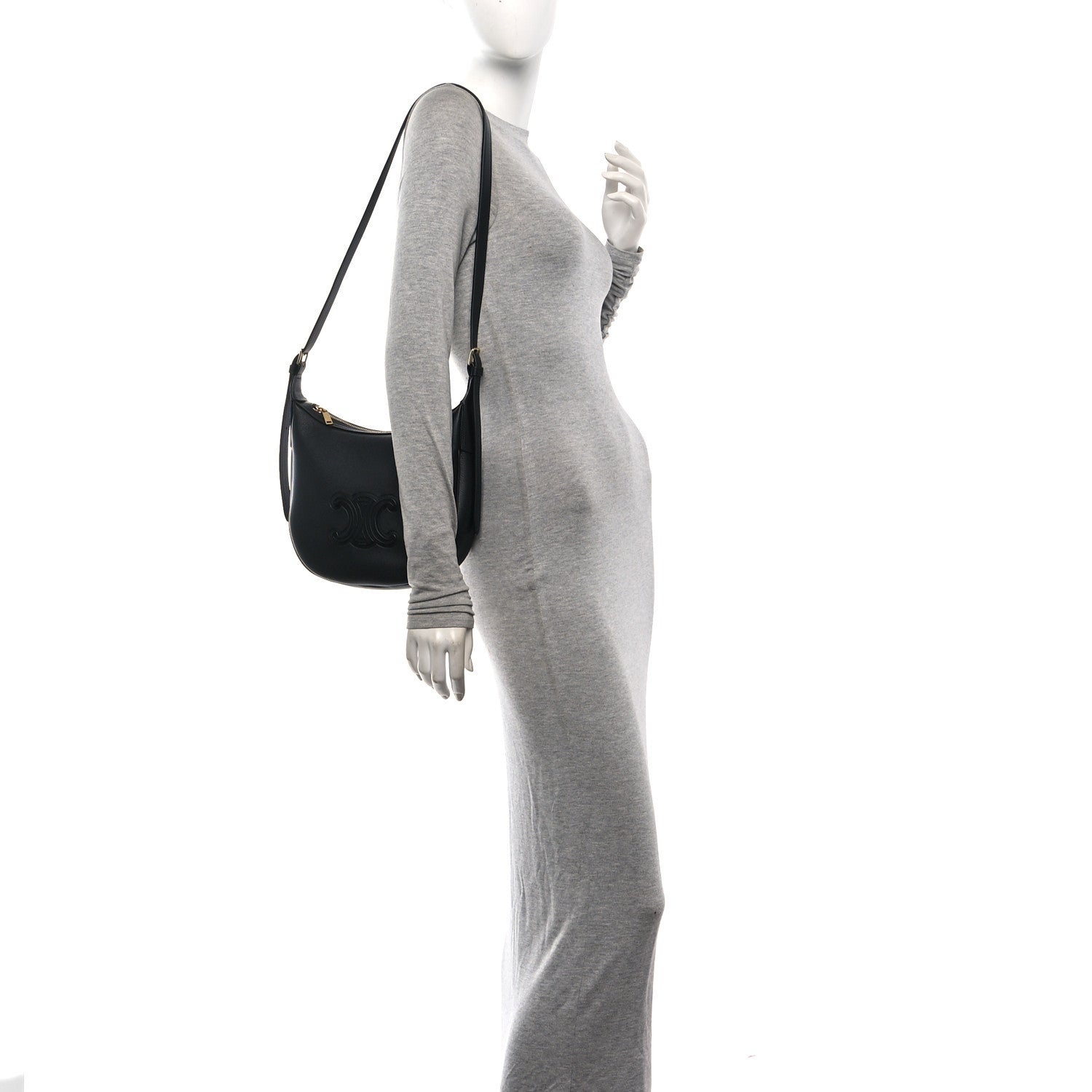 Saint Laurent Supple Calfskin Cuir Triomphe Small Heloise Shoulder Bag Black 2 of 11