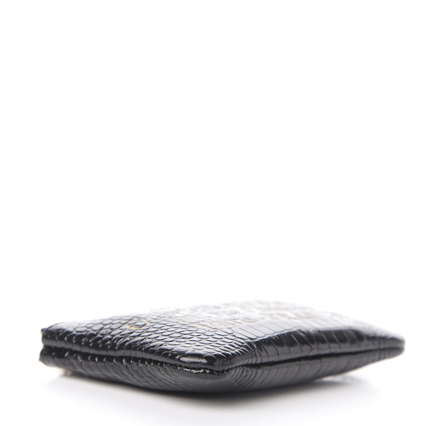 Calfskin Crocodile Embossed Cocodile Cosmetic Case Black Gold