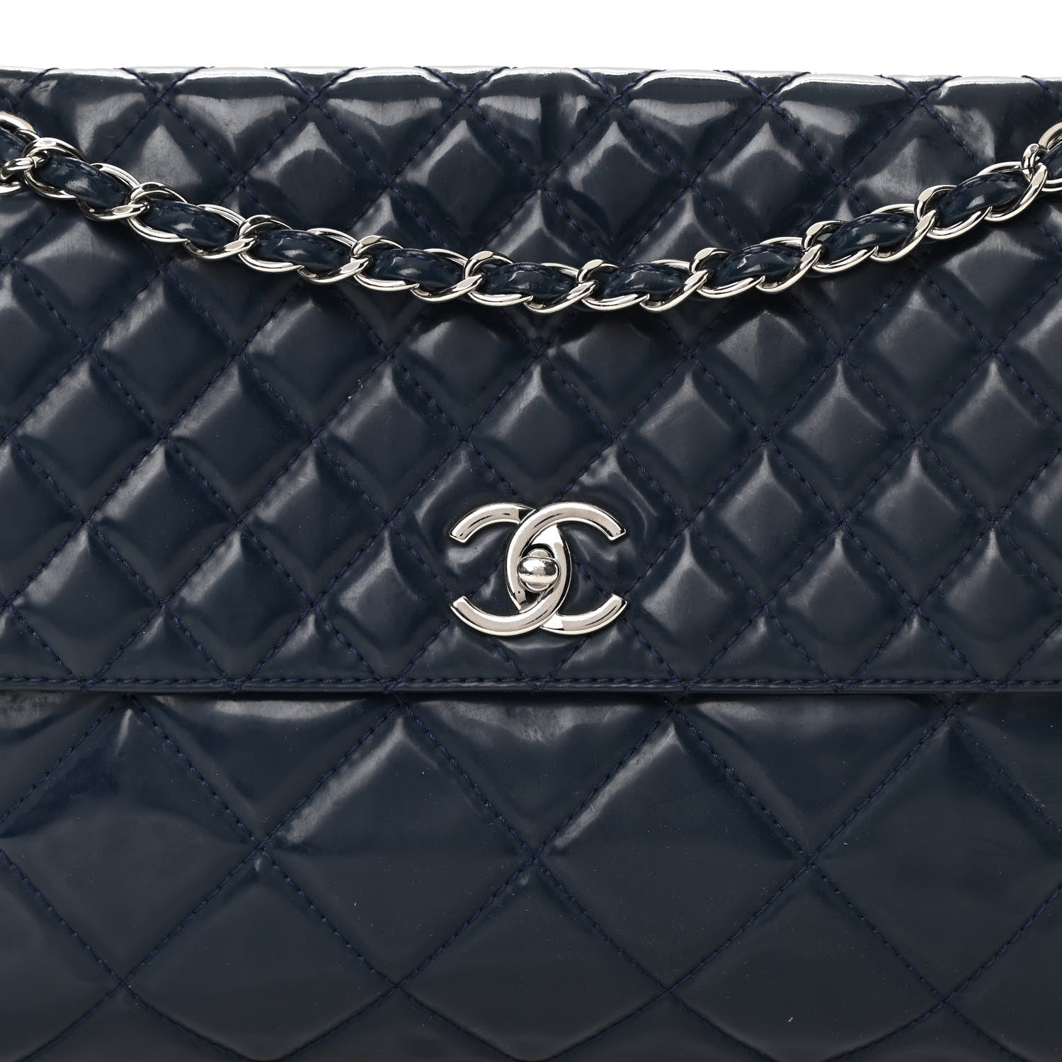 Chanel Vinyl Quilted In The Business Flap Bag Navy Blue 8 of 20