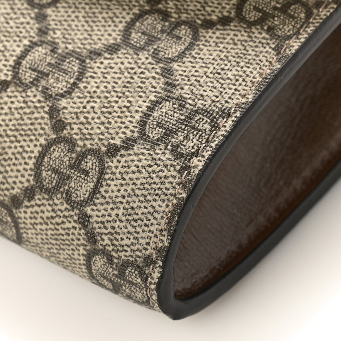 GG Supreme Monogram Azalea Calfskin Web Mini Horsebit 1955 Chain Shoulder Bag Beige Ebony Brown Sugar