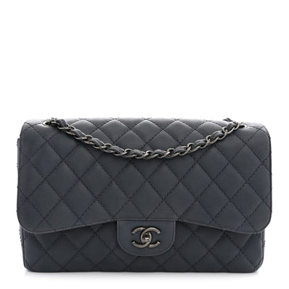 Chanel Washed Caviar Quilted Jumbo Double Flap Dark Grey 1 of 10