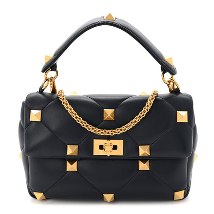 Valentino Garavani Nappa Large Roman Stud Shoulder Bag Marine 1 of 10