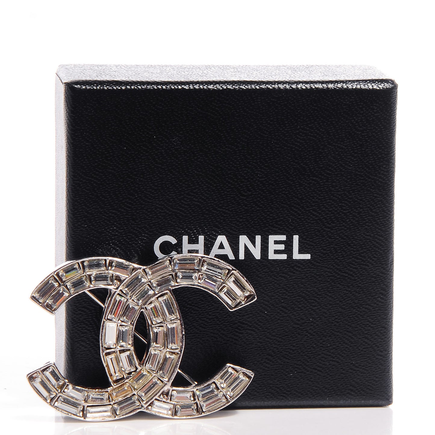 Baguette Crystal CC Brooch Silver