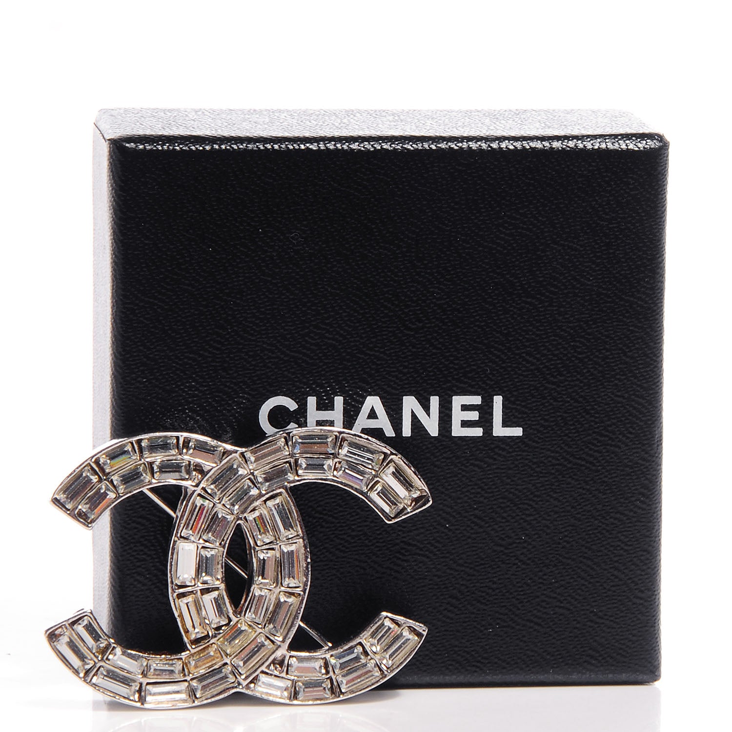 Chanel Baguette Crystal CC Brooch Silver 3 of 6