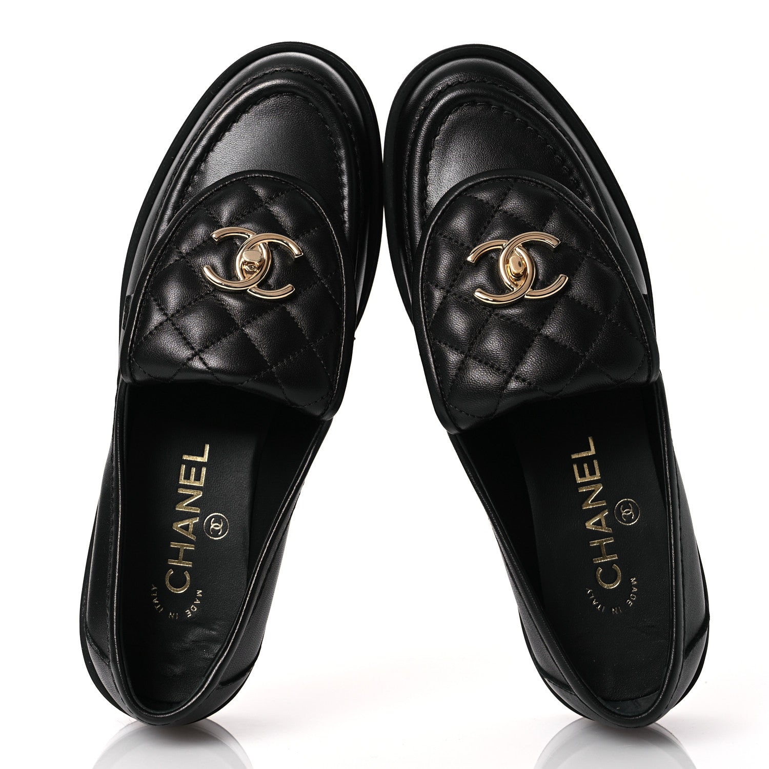 Chanel Lambskin Quilted CC Turnlock Loafers 37 Black 2 of 11