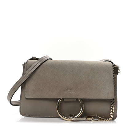 Chloe Suede Calfskin Small Faye Shoulder Bag Motty Grey 1 of 9