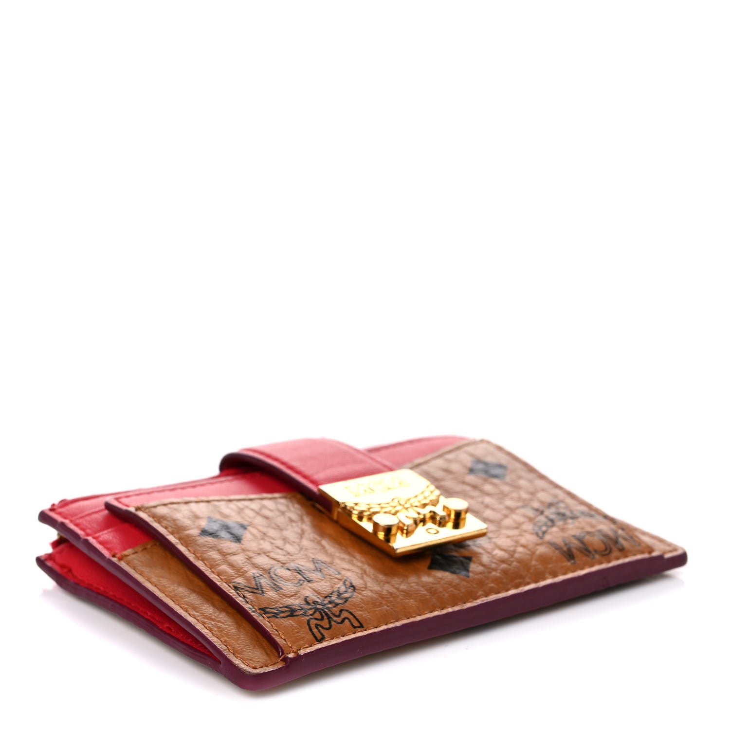 MCM Visetos Patricia Card Case Cognac Red 4 of 16