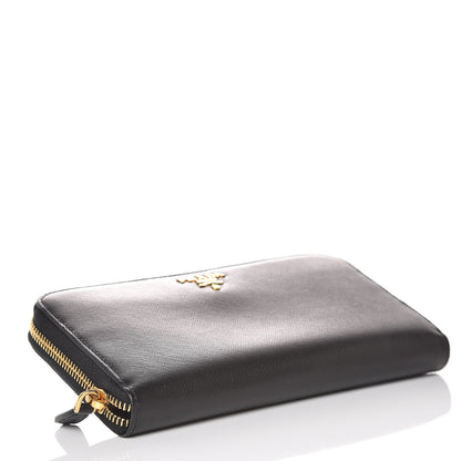 Prada Saffiano Metal Zip Around Wallet Black 4 of 7