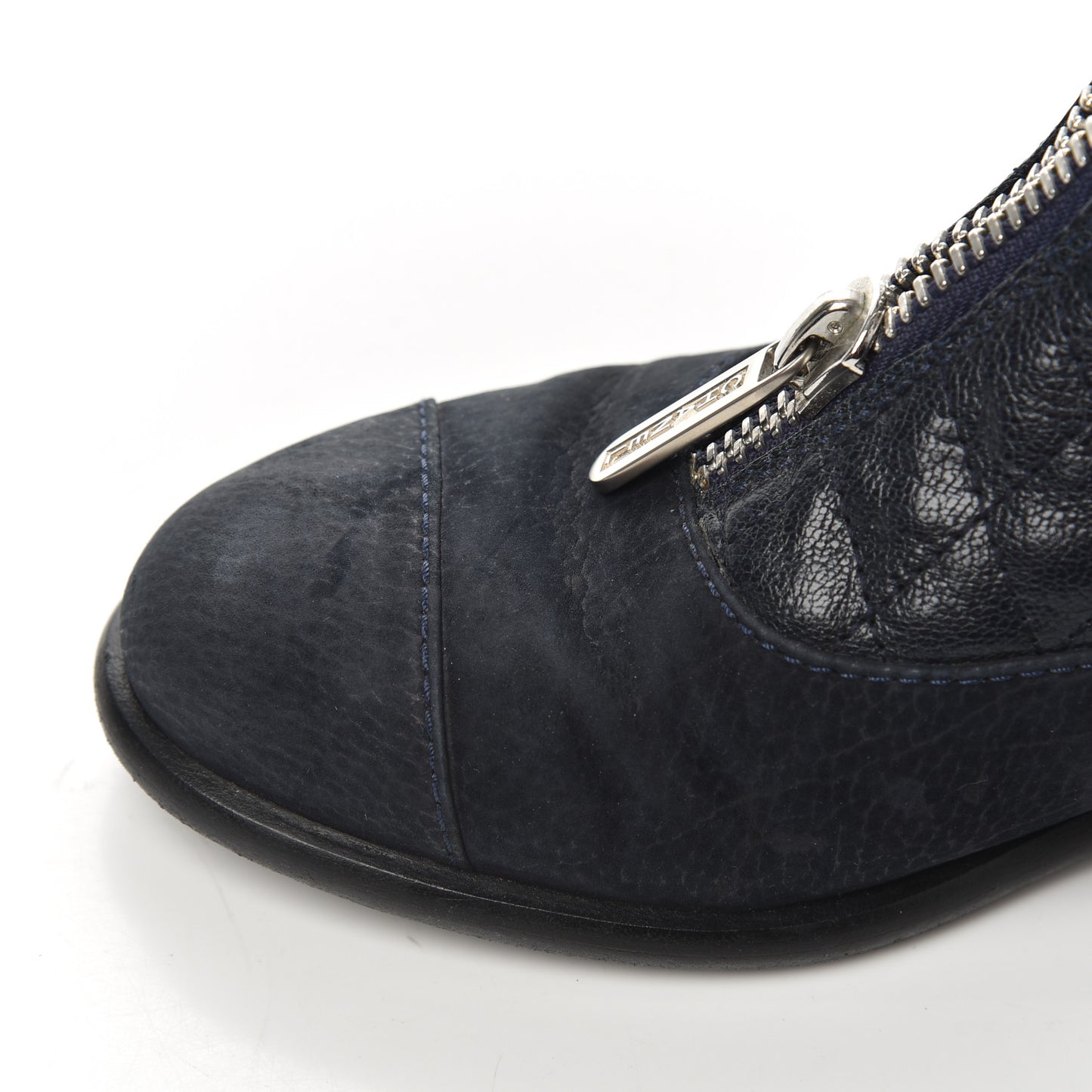 Suede Goatskin Fantasy Quilted Short Boots 37.5 Navy
