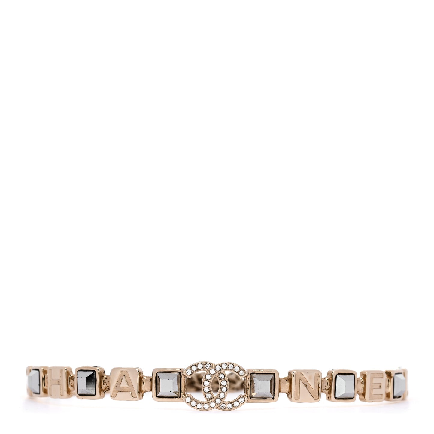 Baguette Crystal Logo CC Choker Necklace Gold