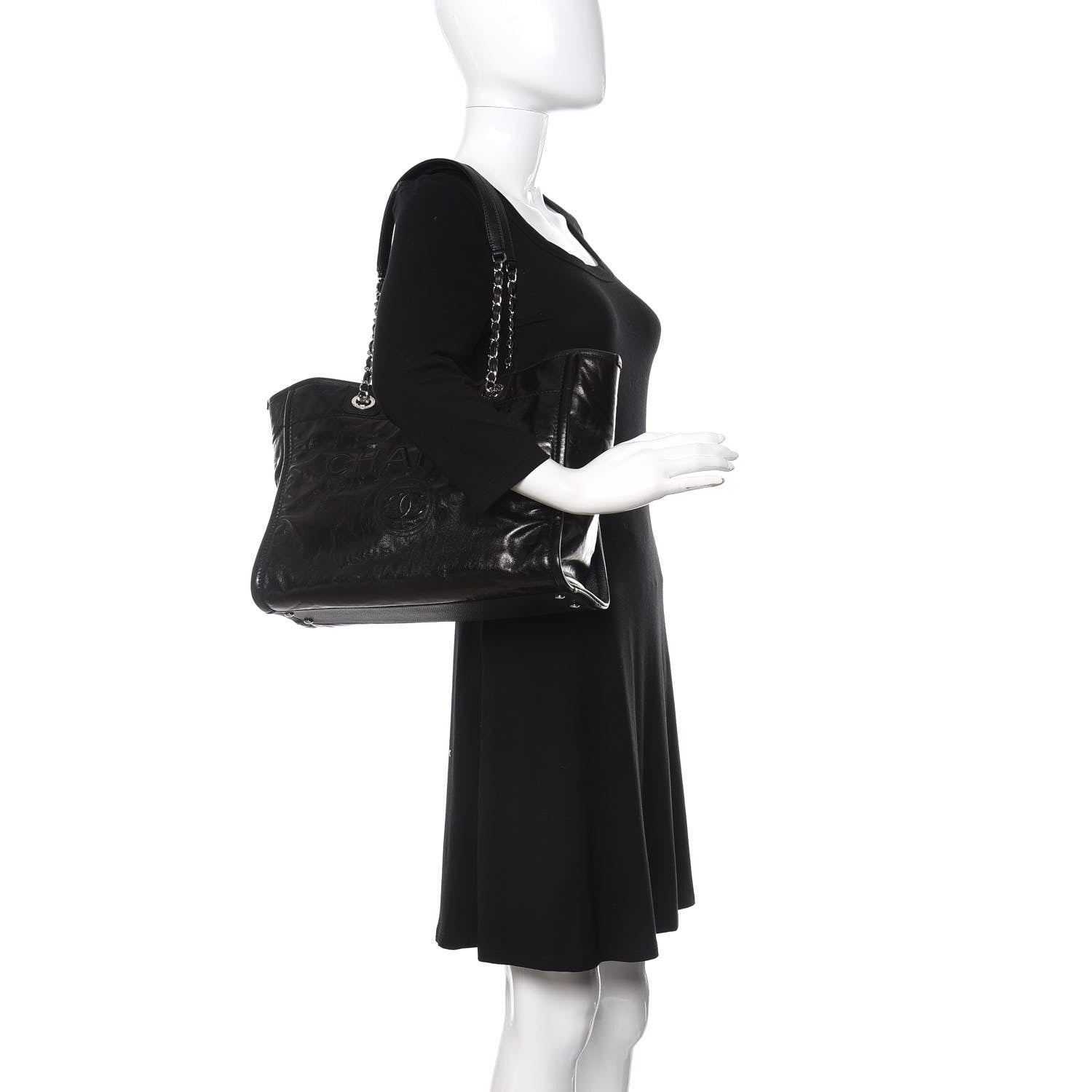 Chanel Glazed Calfskin Small Deauville Tote Black 2 of 10