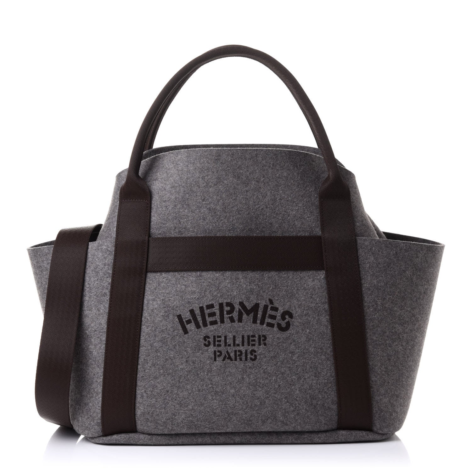 Hermes Felt Sac De Pansage Groom Bag Acier 1 of 13