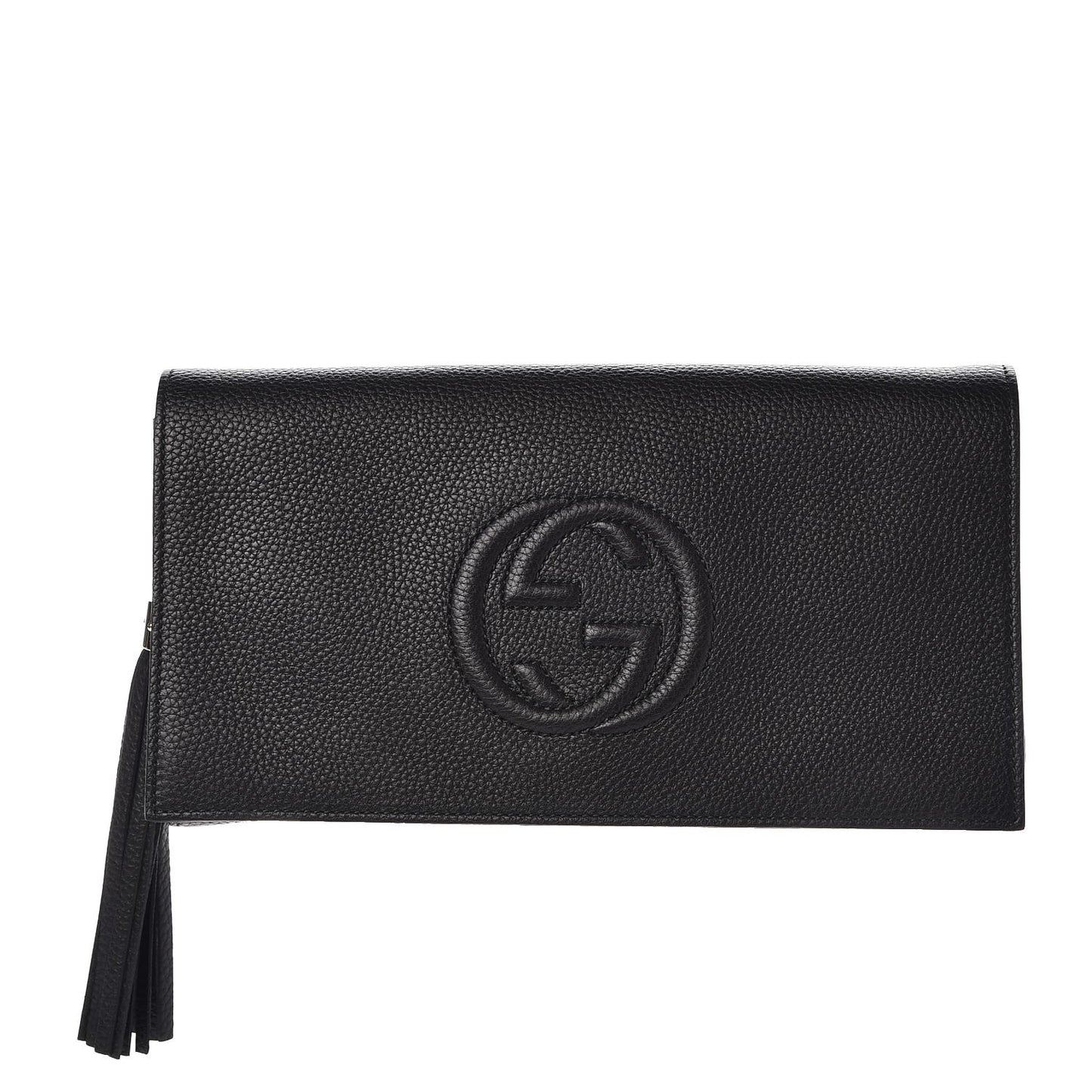 Pebbled Calfskin Medium Soho Clutch Black