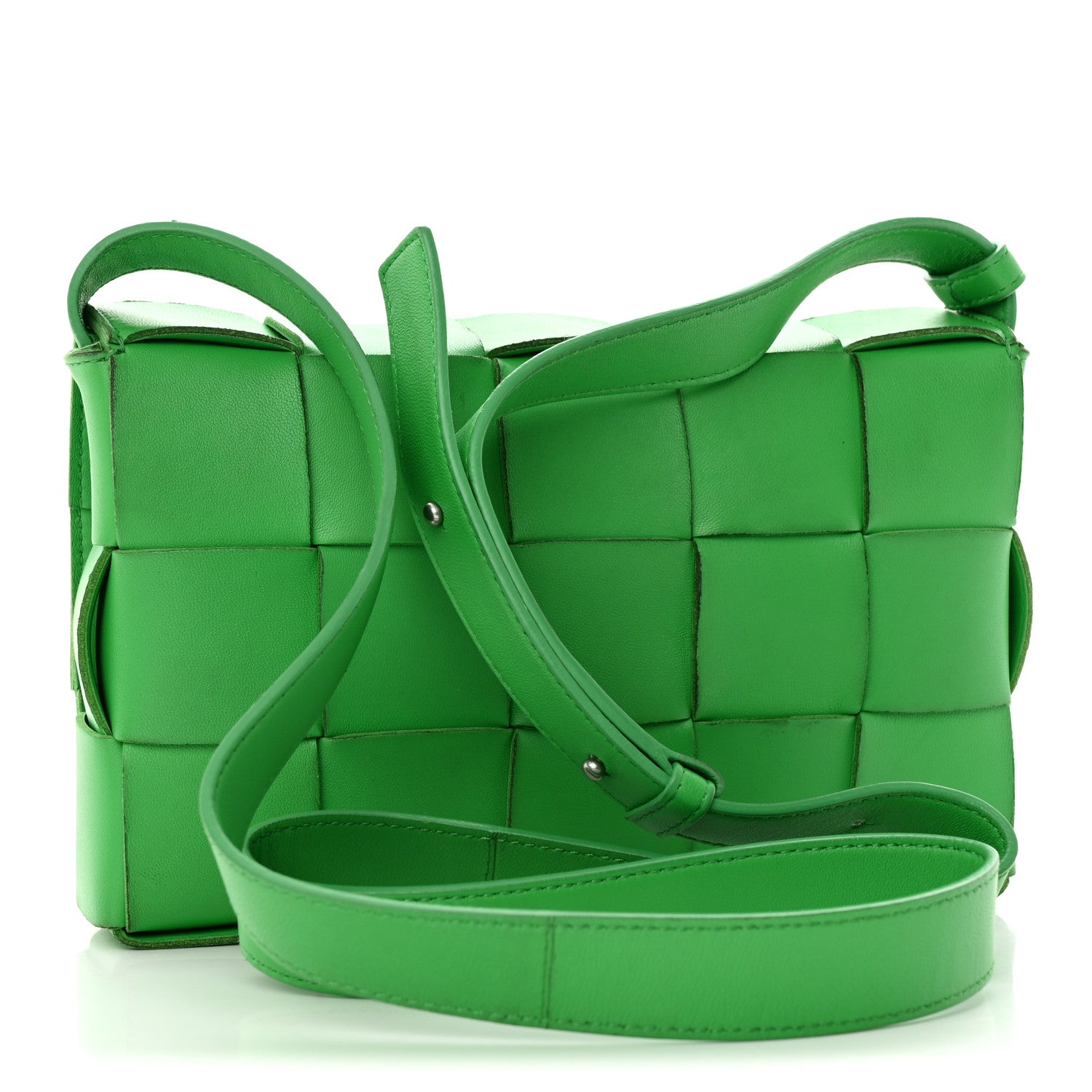 Bottega Veneta Lambskin Maxi Intrecciato Cassette Crossbody Bag Grass 3 of 20