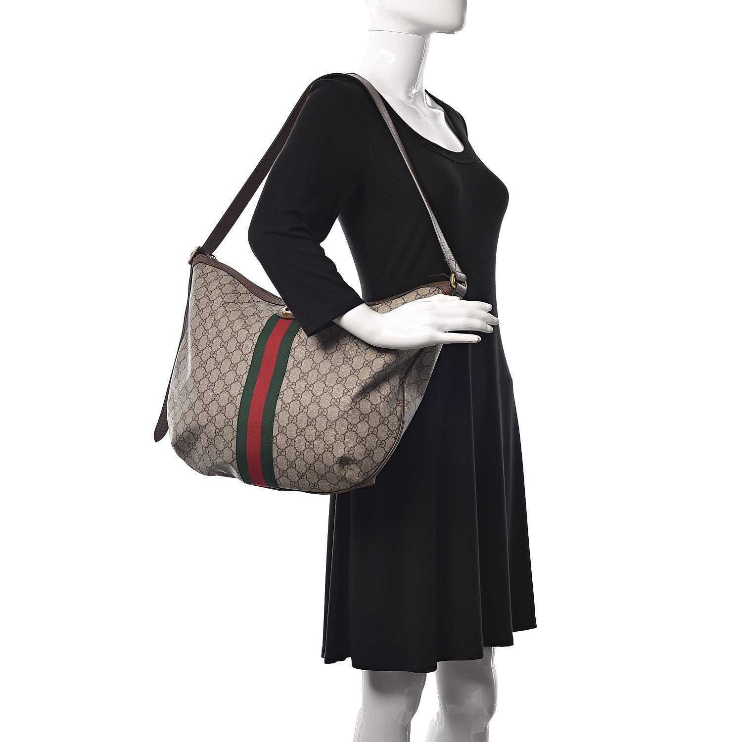 Gucci GG Supreme Monogram Web Ophidia Half Moon Hobo Brown 2 of 10