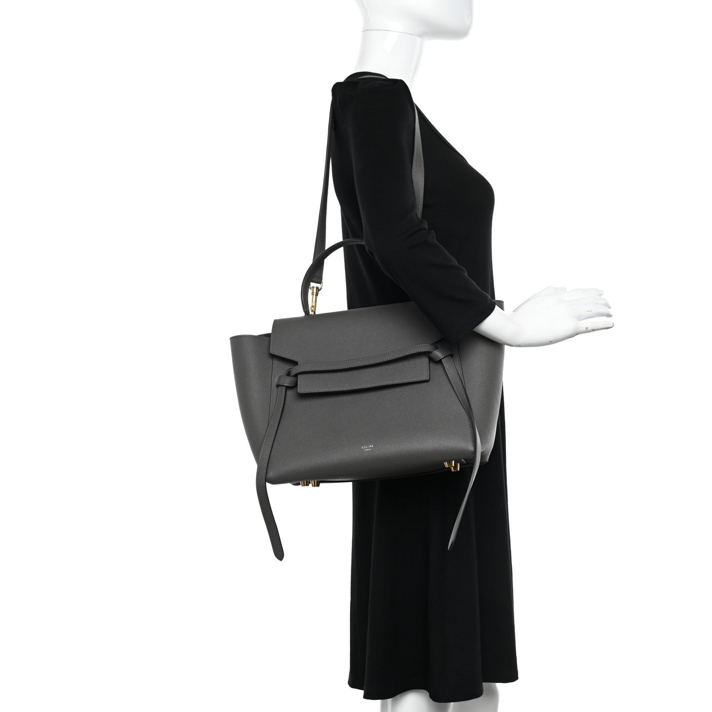 Grained Calfskin Mini Belt Bag Grey