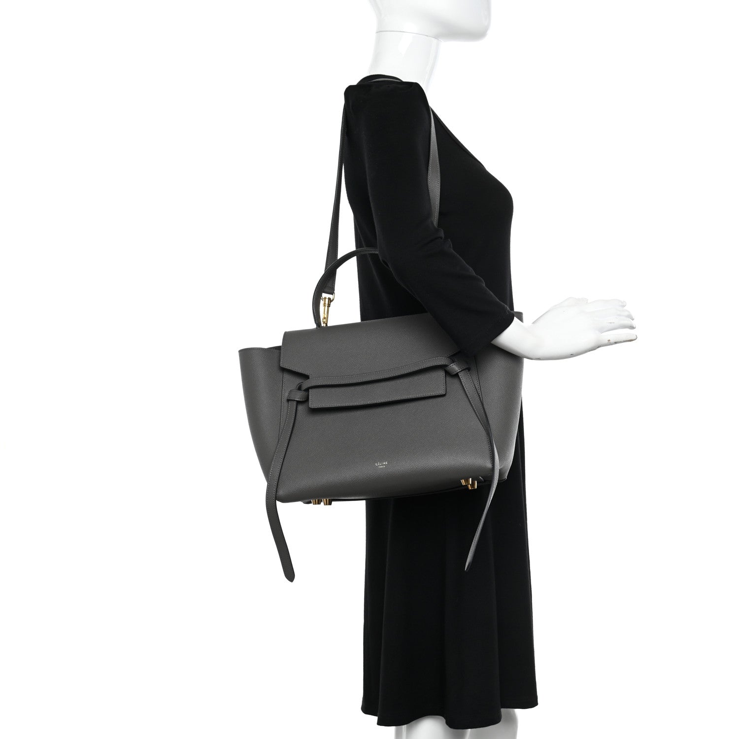 Celine Grained Calfskin Mini Belt Bag Grey 2 of 10