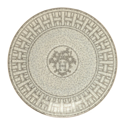 Hermes Porcelain Mosaique au 24 Platine Dessert Plate 8.3 1 of 6