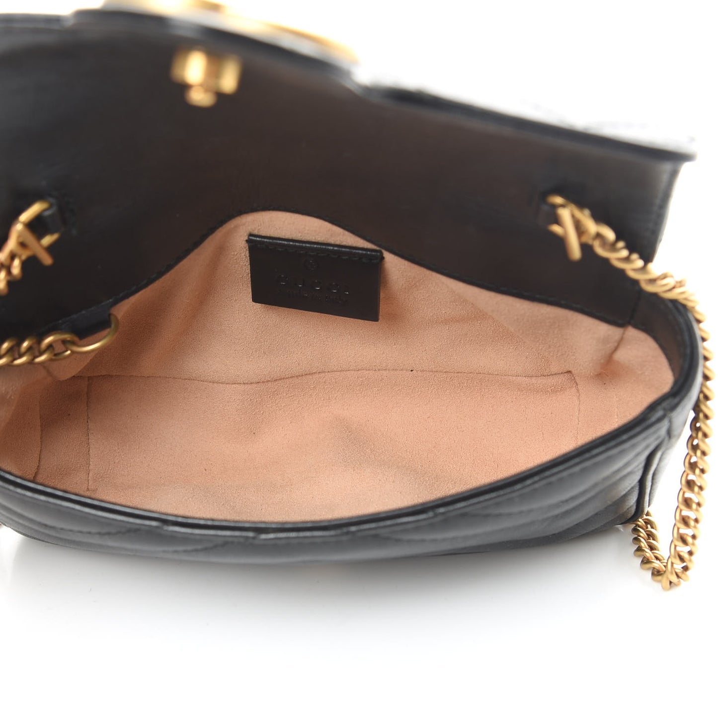 Calfskin Matelasse Super Mini GG Marmont Shoulder Bag Black