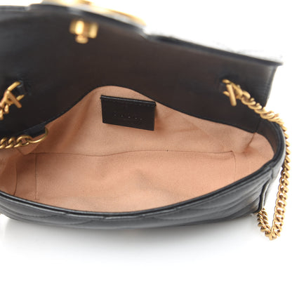 Gucci Calfskin Matelasse Super Mini GG Marmont Shoulder Bag Black 5 of 12