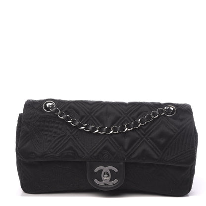 Chanel Satin Embroidered Medium Camellia Flap Black 1 of 13