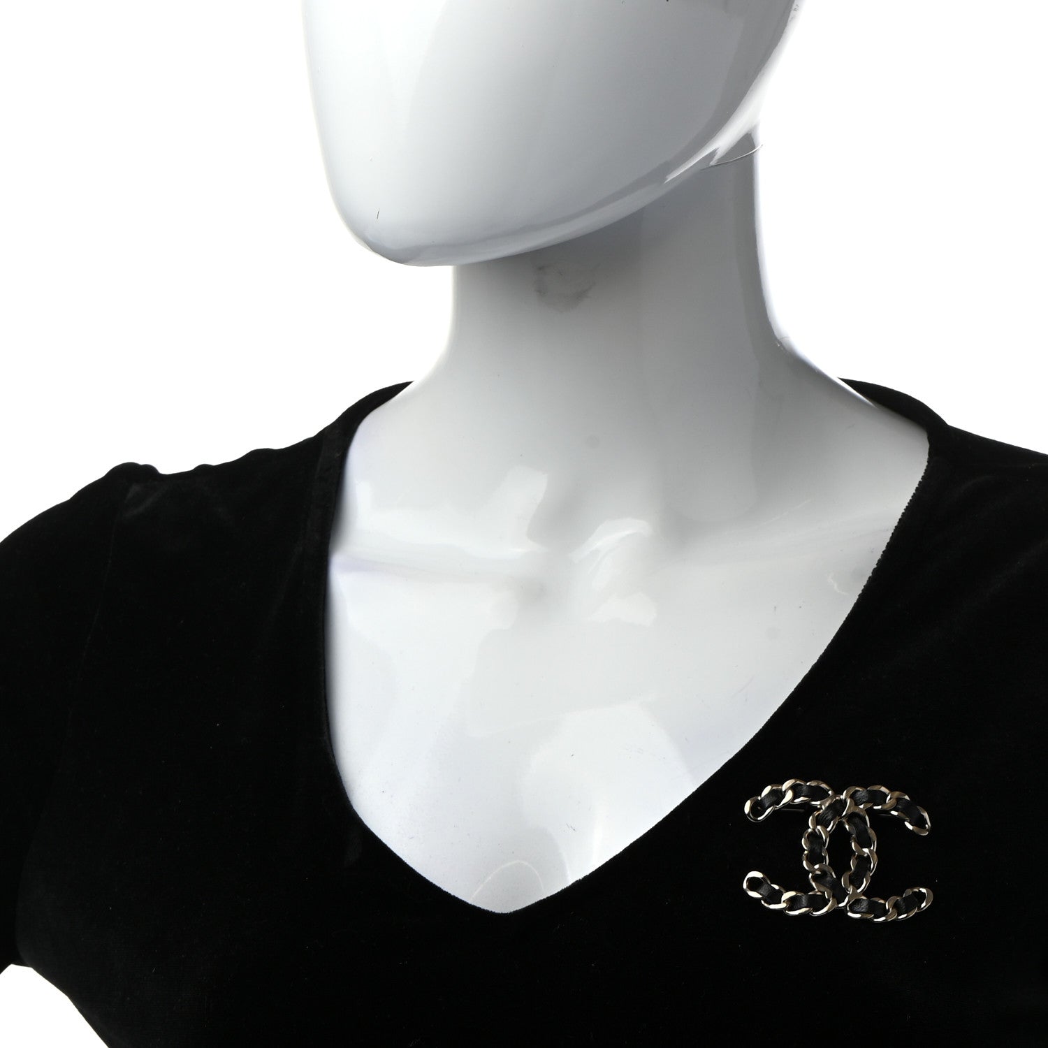 Chanel Lambskin Chain CC Brooch Black Gold 2 of 5