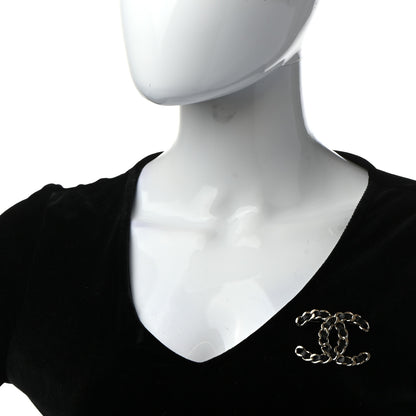 Chanel Lambskin Chain CC Brooch Black Gold 2 of 5