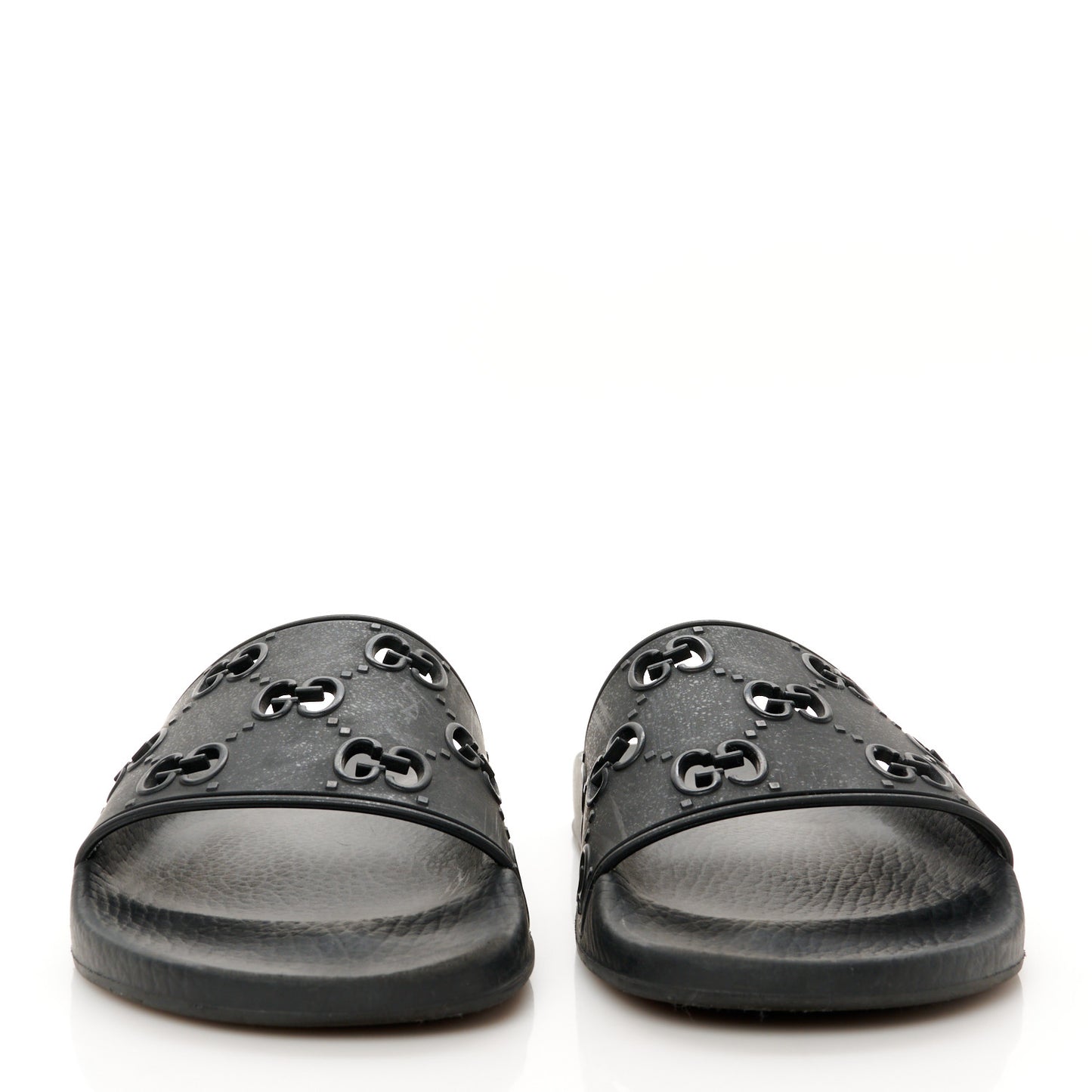 Rubber GG Monogram Perforated Womens Slide Sandals 40 Black