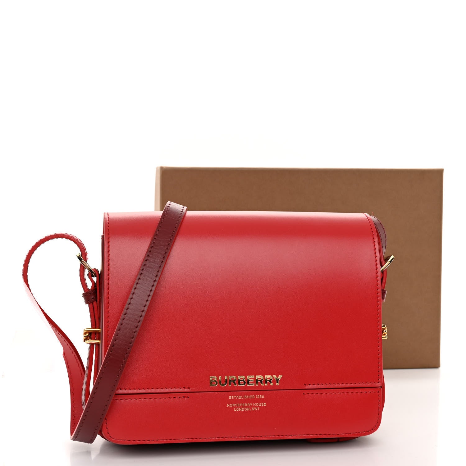 Burberry Smooth Calfskin Small Two Tone Grace Bag Red 10 of 10