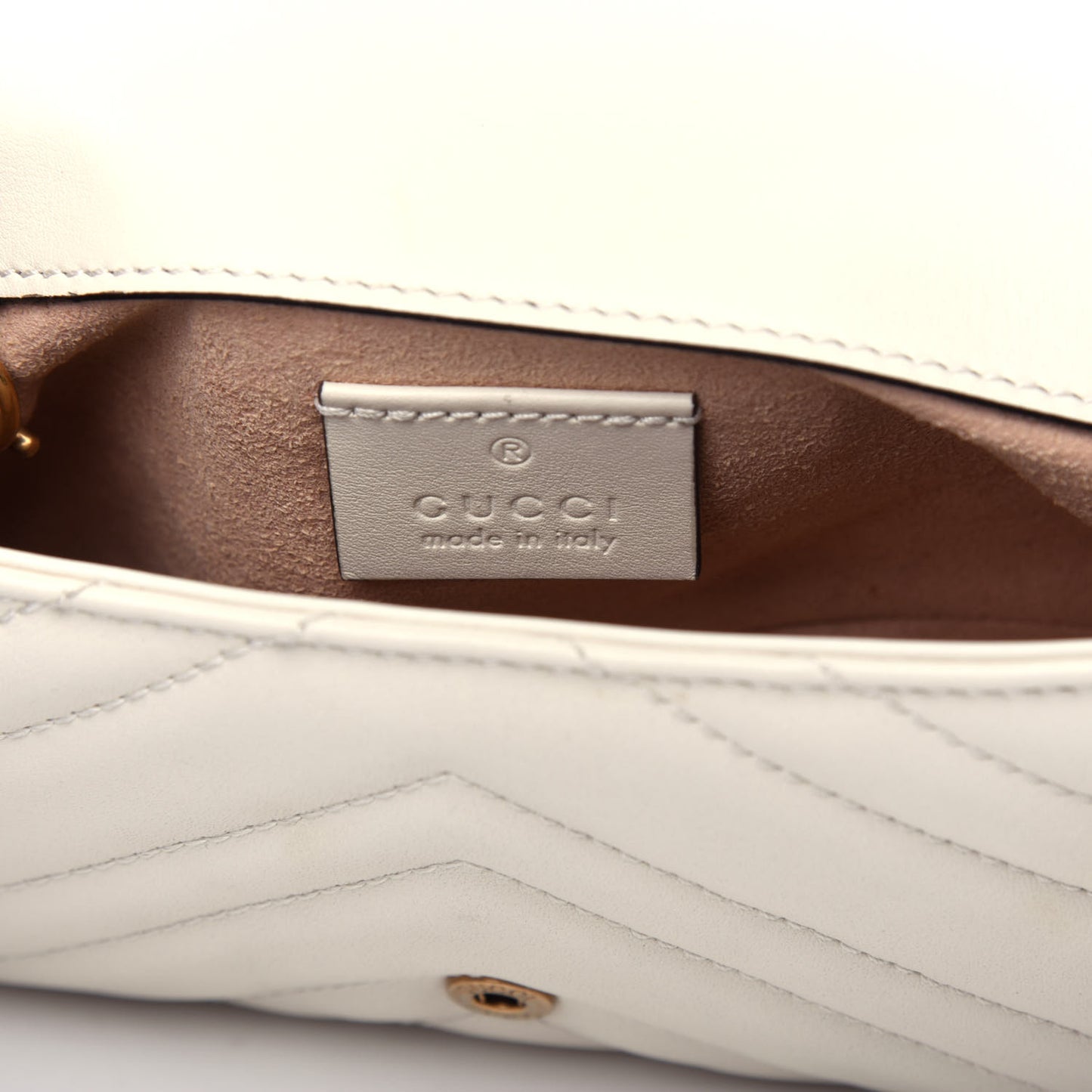 Calfskin Matelasse Super Mini GG Marmont Shoulder Bag White