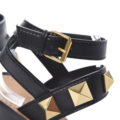 Valentino Garavani Calfskin Macro Rockstud Ankle Strap 100mm Sandals 38.5 Black 10 of 10