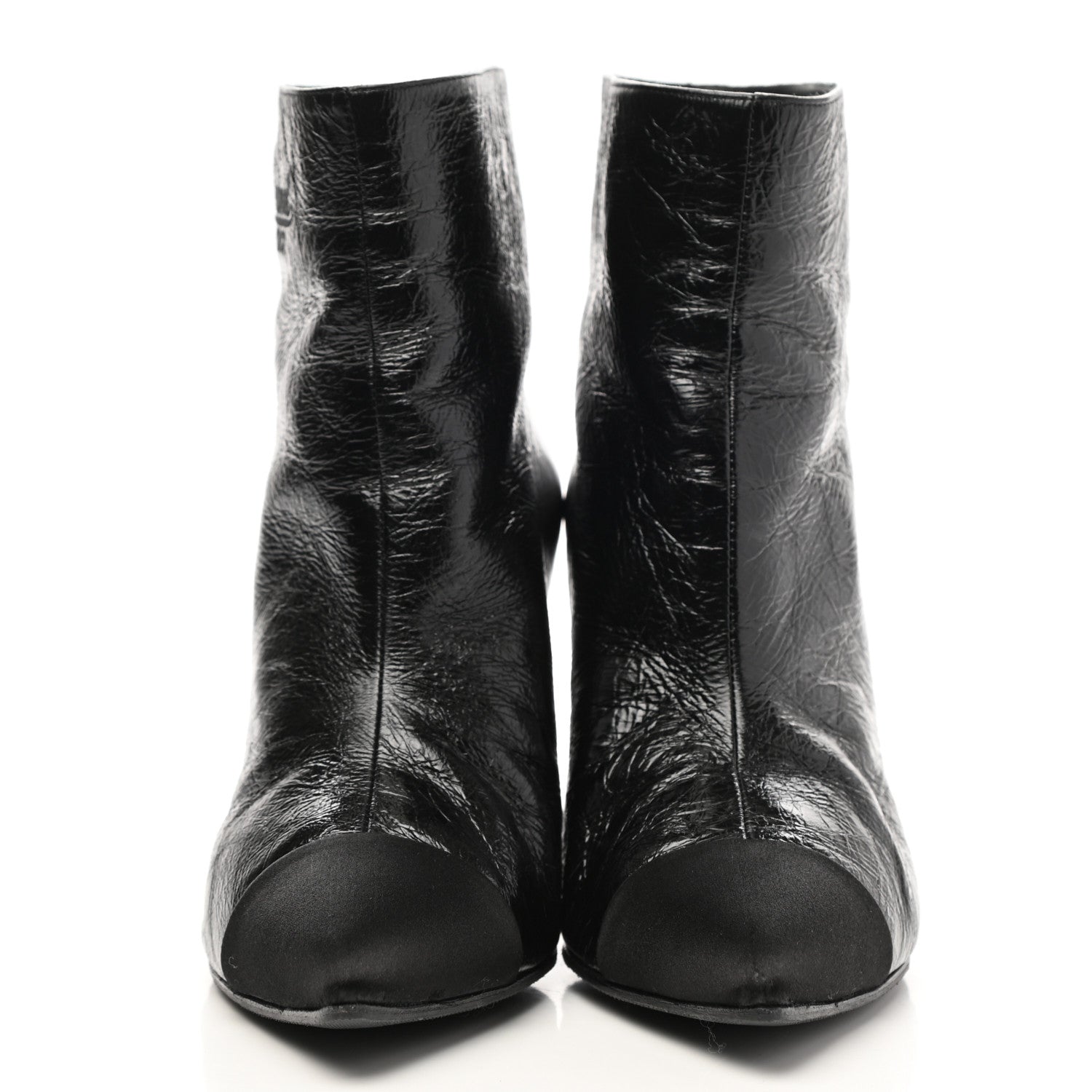 Chanel Satin Grosgrain Cap Toe Ruffle Boots 37.5 Black 38 Black 2 of 9