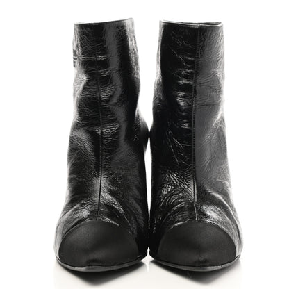 Chanel Satin Grosgrain Cap Toe Ruffle Boots 37.5 Black 38 Black 2 of 9