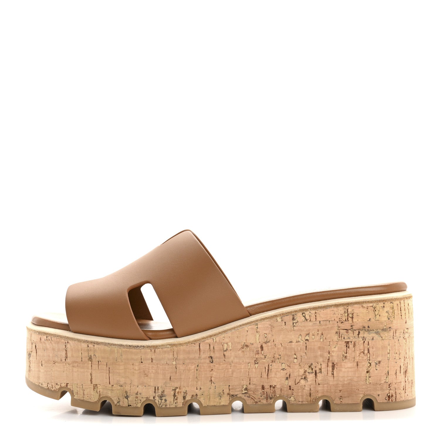 Hermes Calfskin Cork Eze 30 Sandals 38 Gold 1 of 9