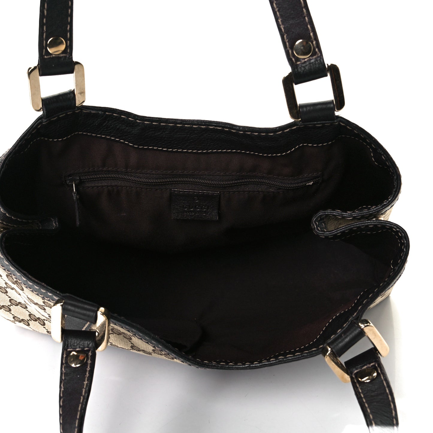 Monogram Medium New Ladies Web Tote Dark Brown