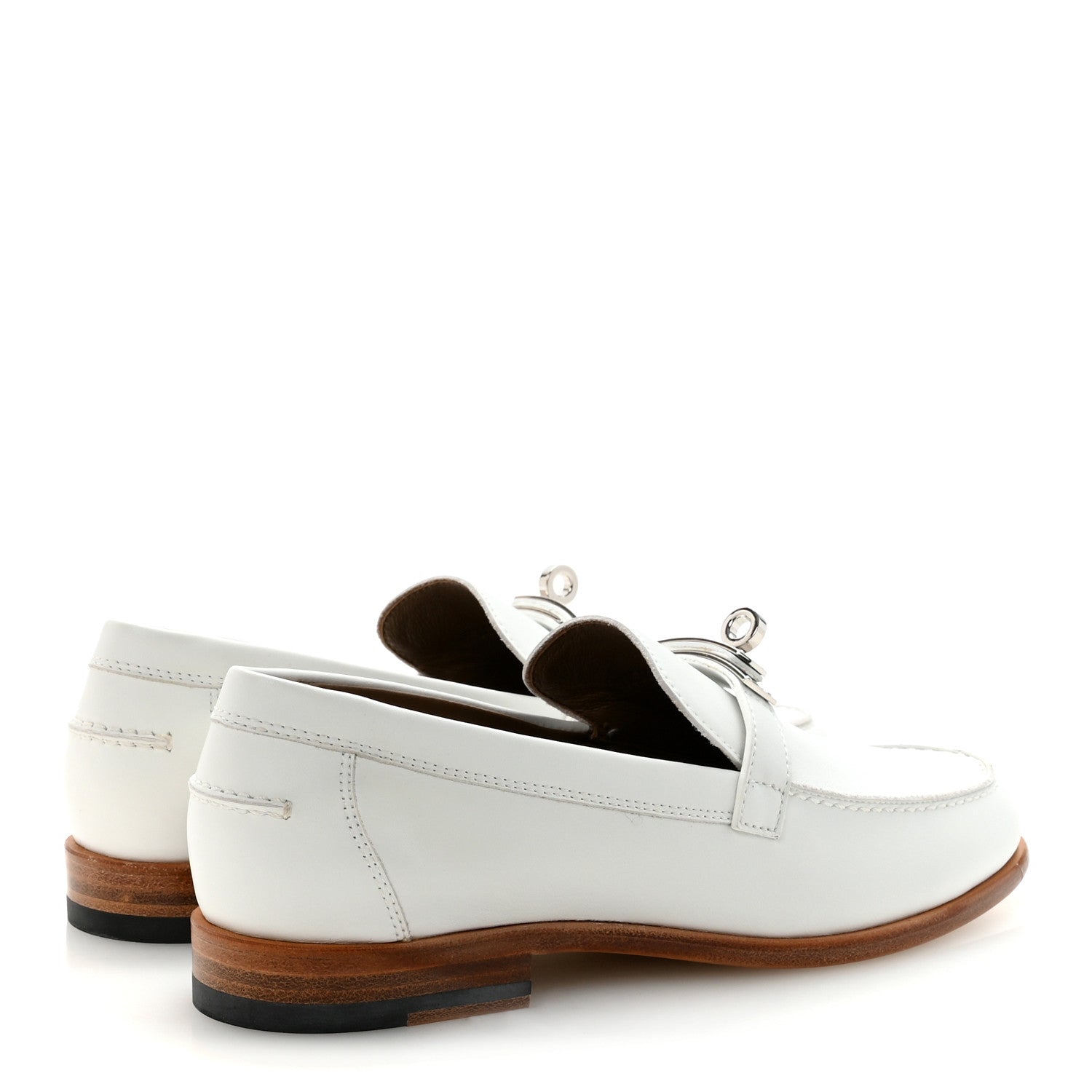 Hermes Calfskin Womens Destin Loafers 36.5 White 5 of 10