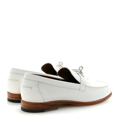 Hermes Calfskin Womens Destin Loafers 36.5 White 5 of 10